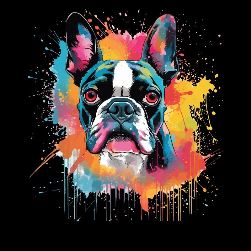 Art éclaboussuré de chien Boston Terrier Coloré