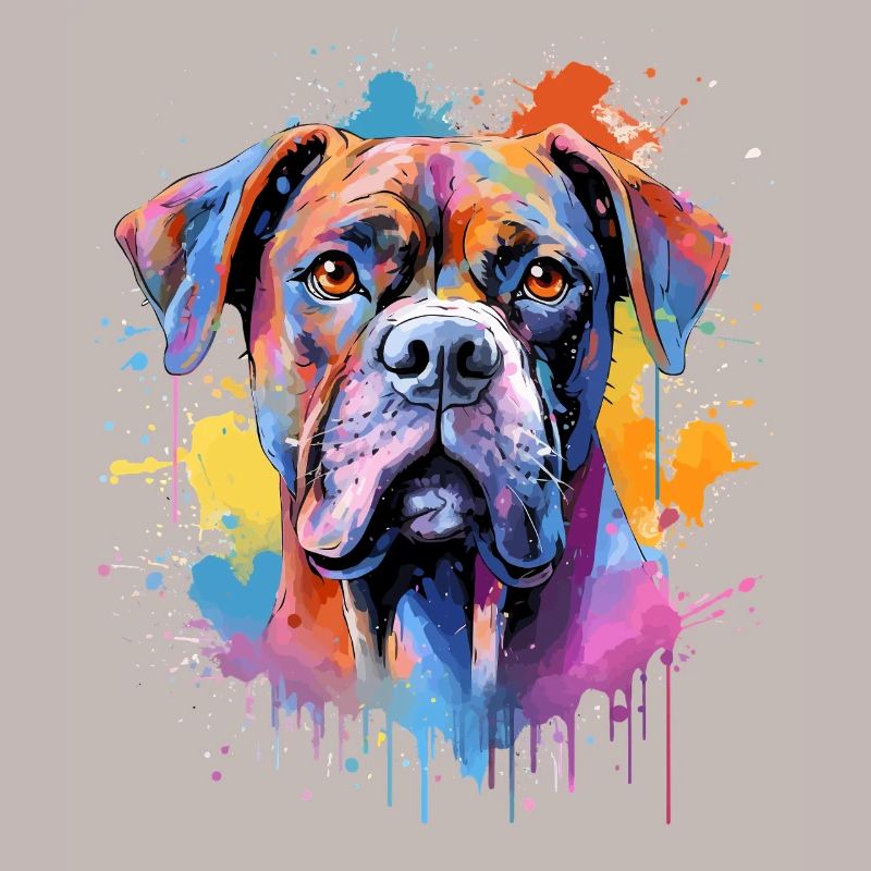 Bunte Splash Art Boxer-Hund