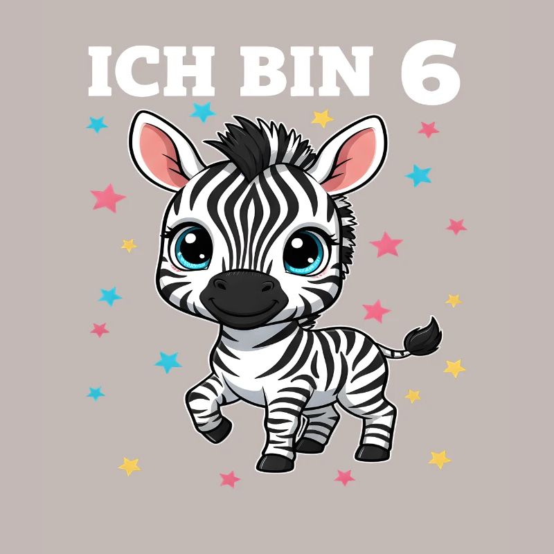 Ich bin 6 - Süßes Zebra zum 6. Geburtstag