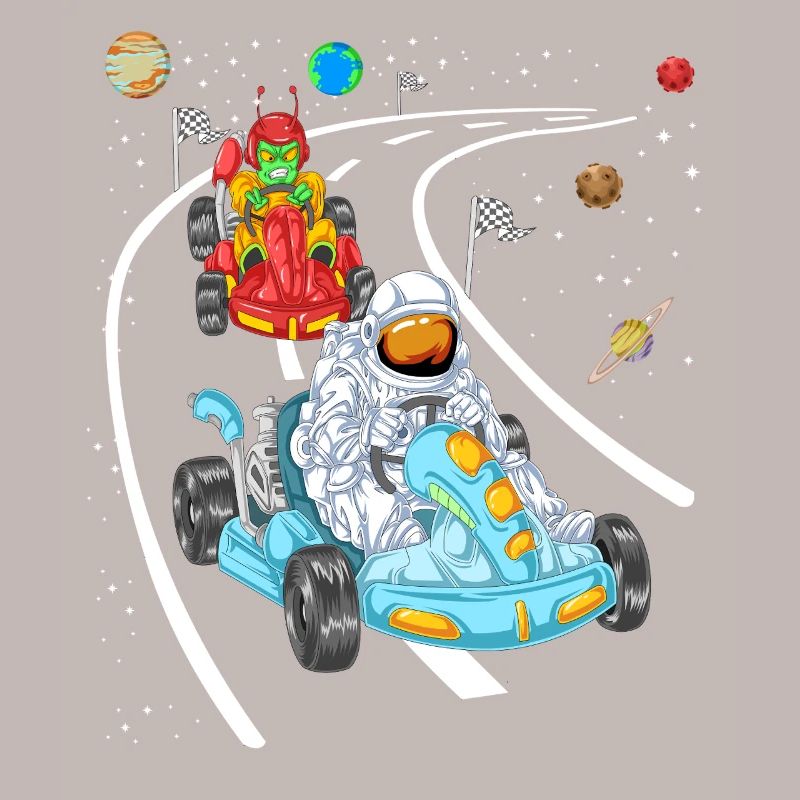 Astronaut Alien Kart Racing Shirt