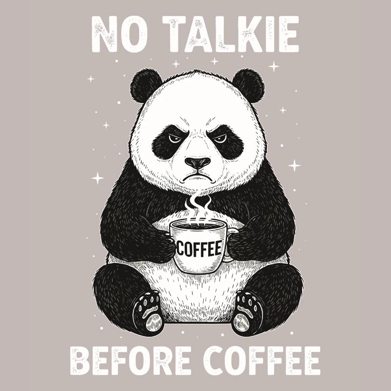 Pas de conversation devant un panda amateur de café