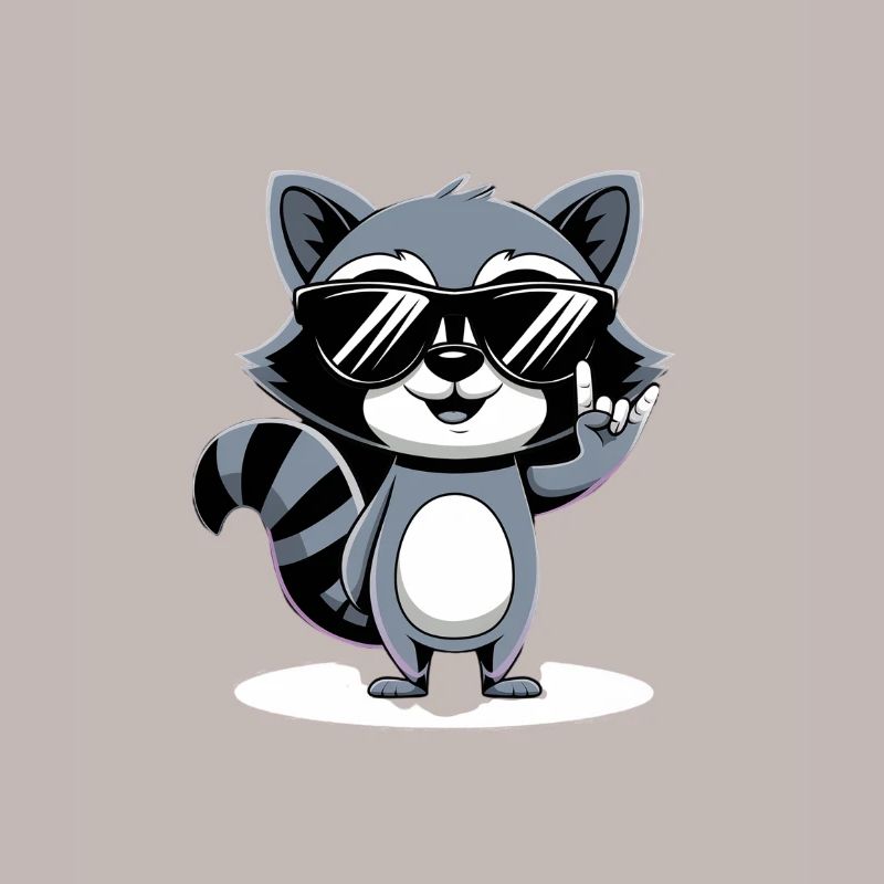Cooler Waschbär mit Sonnenbrille