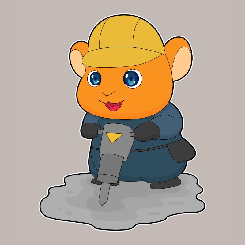 Hamster Construction Worker Jackhammer Construction Site