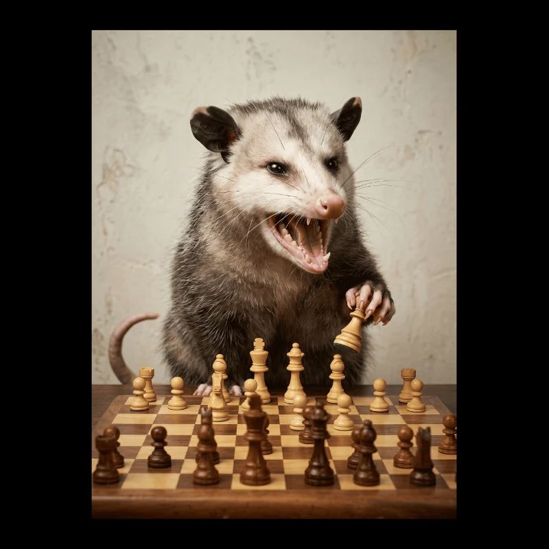 Opossum spielt Schach