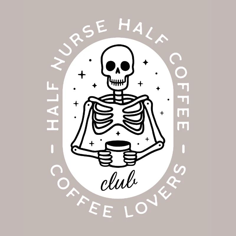 Krankenschwester Kaffee pflegt dunklen Humor-Skelett