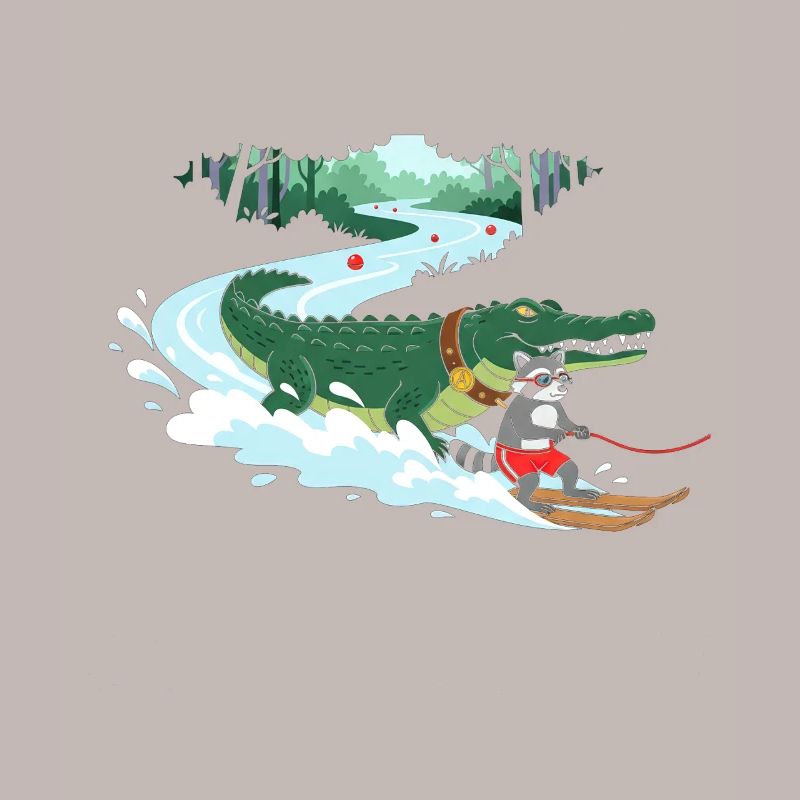 Crocodile Surfeur et Compagnon Chat