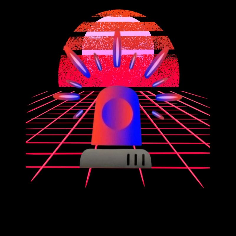 Retro Synthwave Sirene Blaulicht Neon