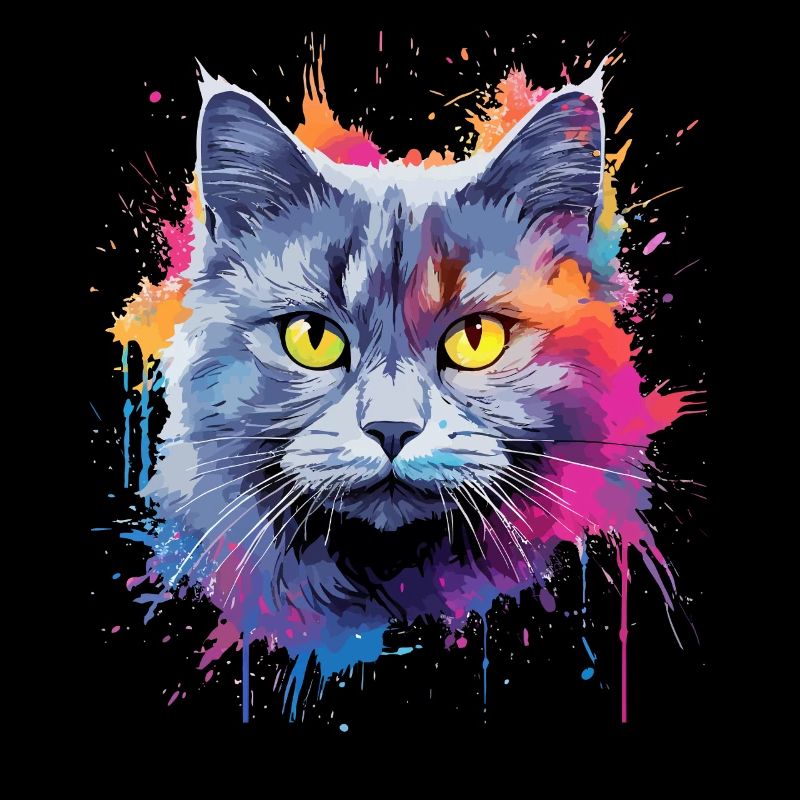 Éclaboussures colorées de chat Chartreux