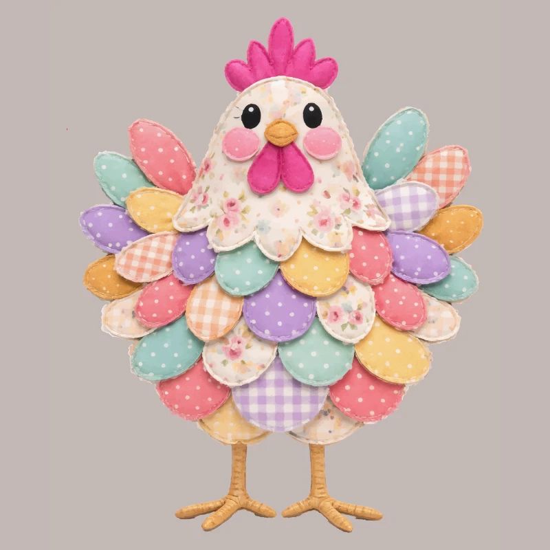 Poule Patchwork Mignonne Style Rustique