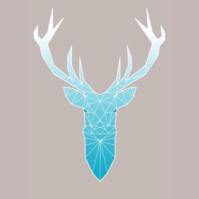Tête de cerf dans la conception triangle (bleu clair)