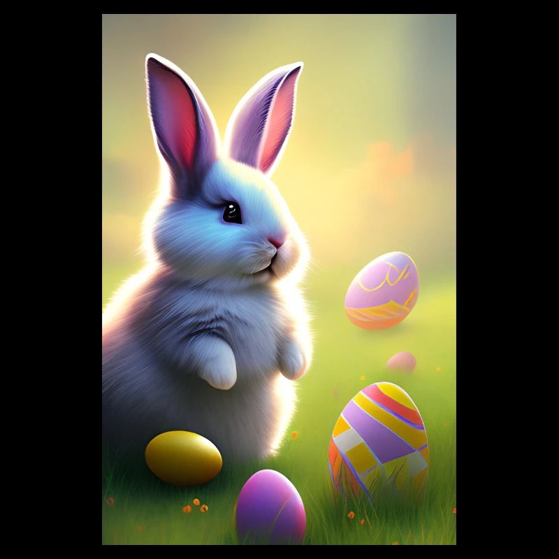 Lapin de Pâques avec œufs de Pâques