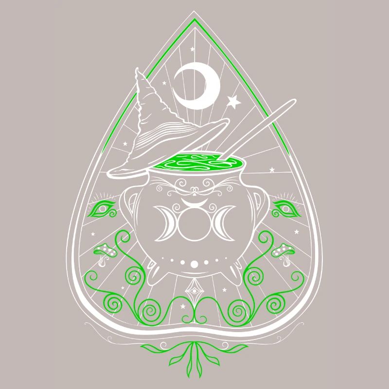 Green Witch Planchette Cauldron Witch Hat