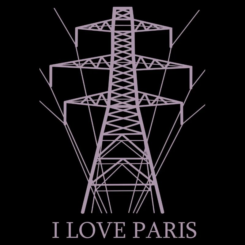 Ironisch Ich liebe Paris Eiffelturm als Strommast