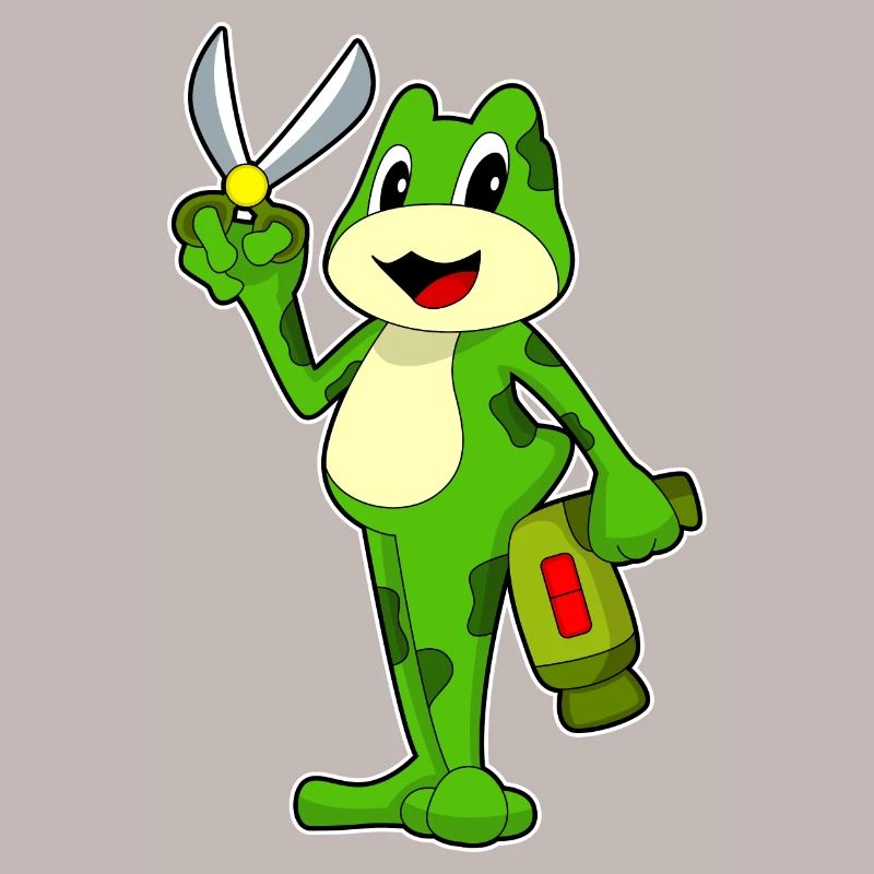 Grenouille Coiffeur Ciseaux Sèche-cheveux