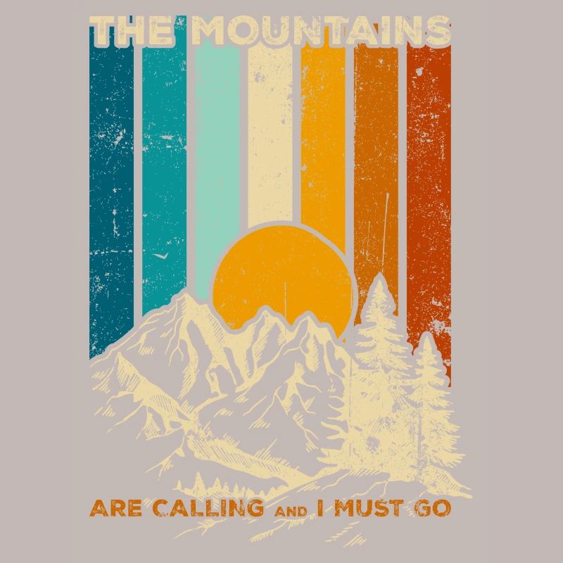 Mountains Calling Retro Sunset