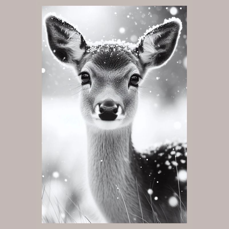 Cerf tranquille dans la forêt enneigée