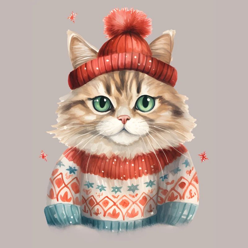 Winterkatze im Strickpullover
