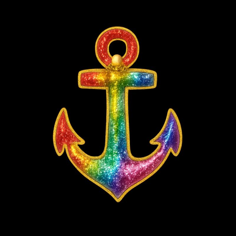 Leuchtender Anker in Regenbogenfarben