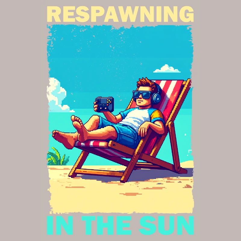 Pixel art plage jeunesse avec des éléments de jeu