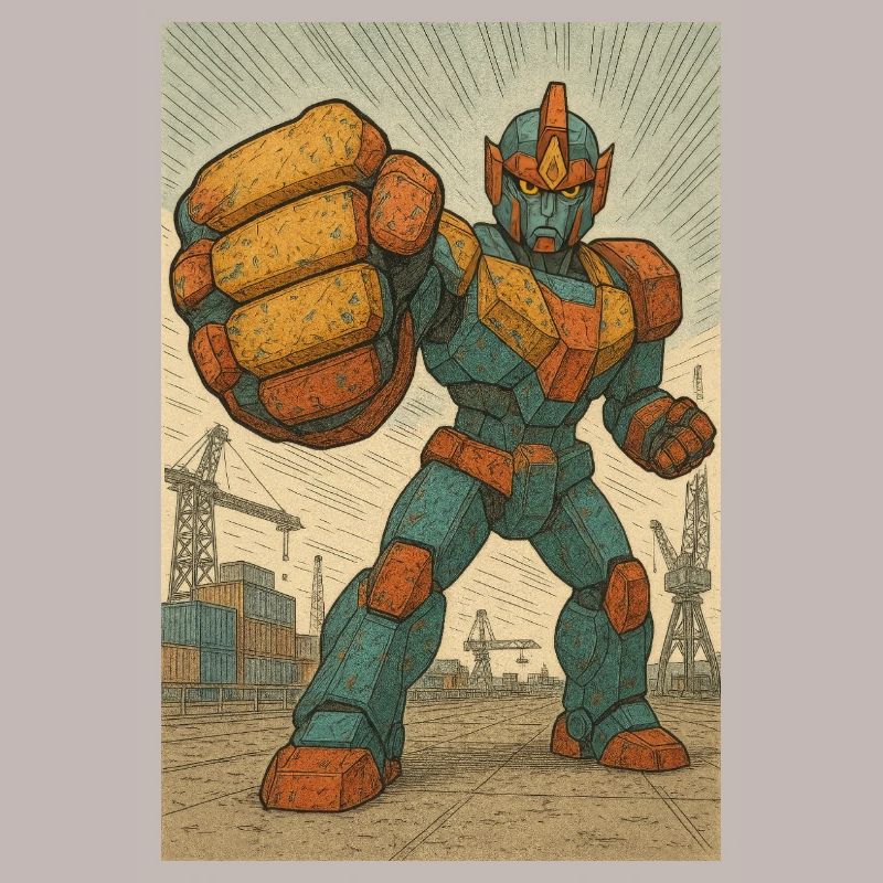 Position de combat de robot dans les docks