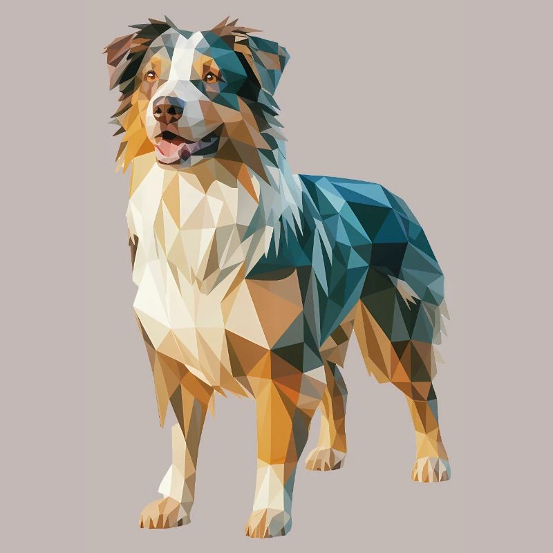 Australian Shepherd - Cool Low Poly  Logo
