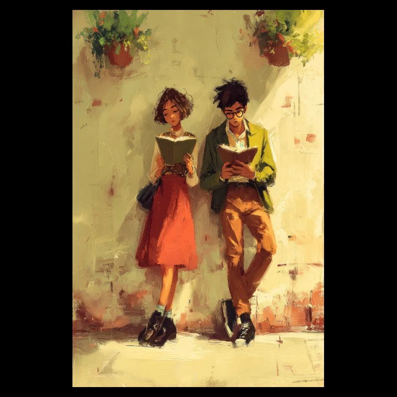Couple Lisant Ensemble Art
