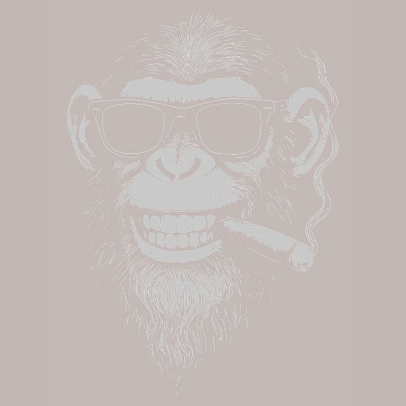 Lächelnder Affe mit Sonnenbrille Raucht eine Zigarre