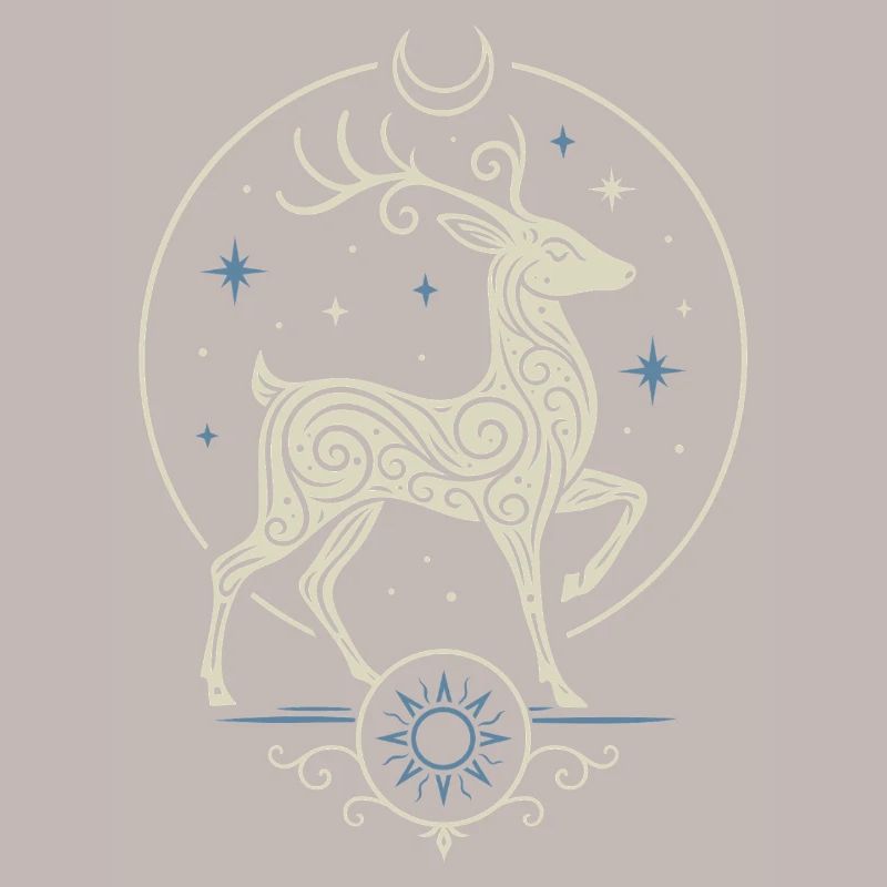 Celtic Yule Deer with Sun and Moon