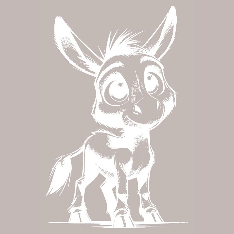 Petit Petit Âne Mignon Dessin au Crayon