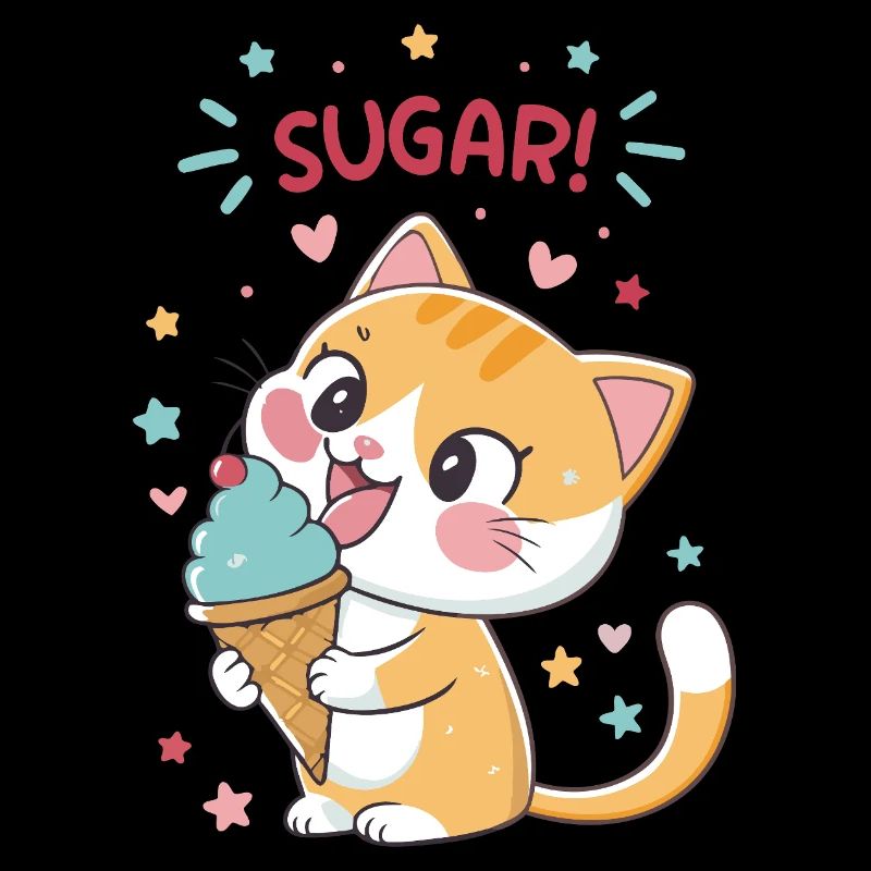 Chat gourmand cornet glace festif
