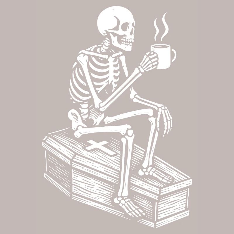 Skeleton drinking espresso