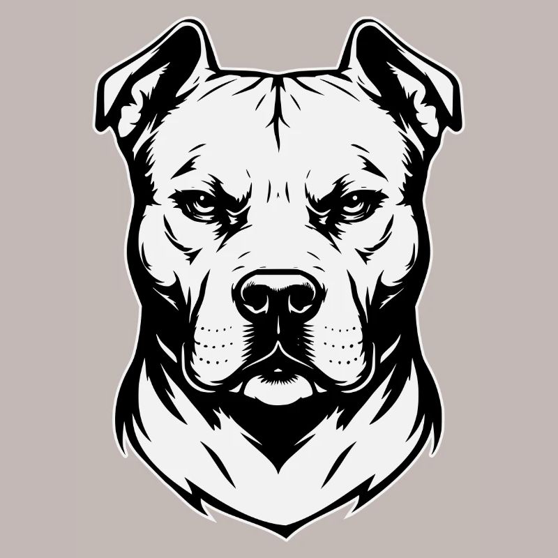 Conception de tête de pitbull noir et blanc
