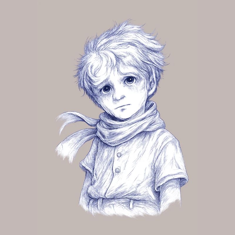 Garçon crayon bleu avec écharpe