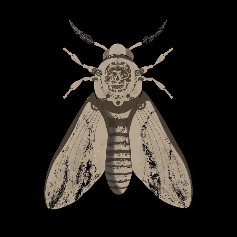 Skull Moth in Steampunk Style