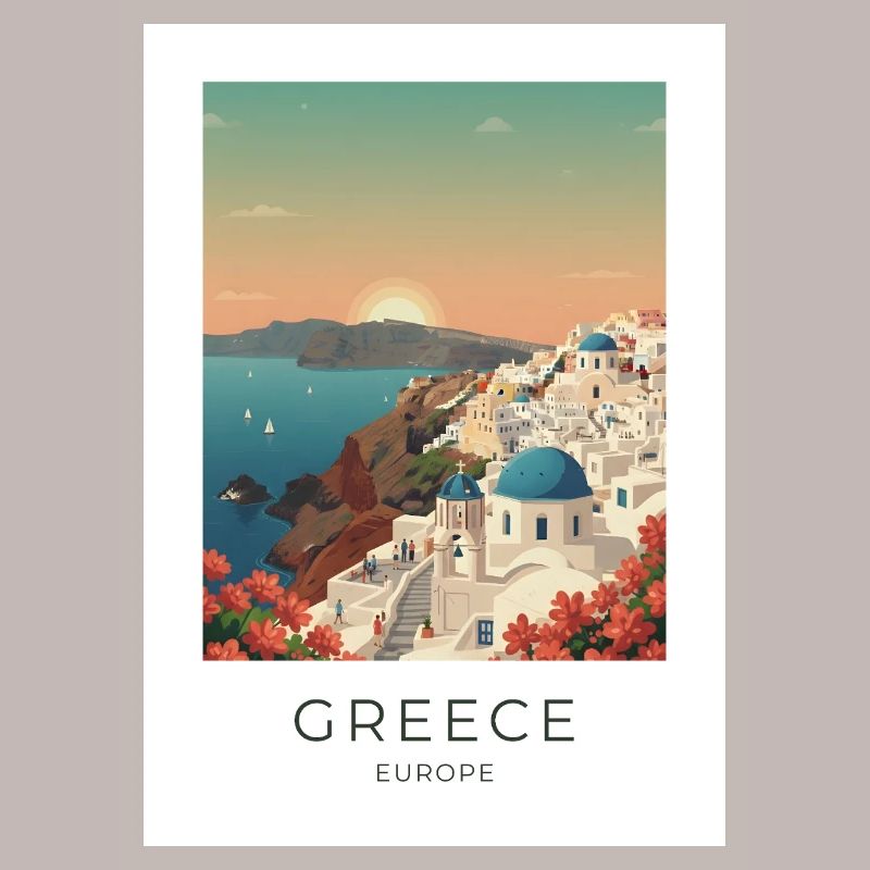 Santorini Sunset Coastal View