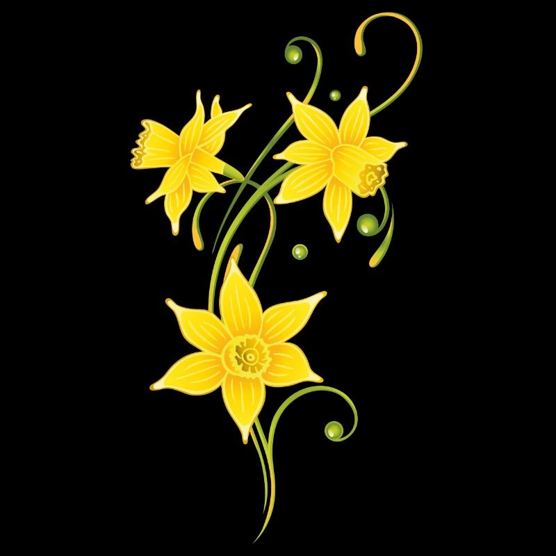 Vrille en filigrane avec des jonquilles. Pâques.