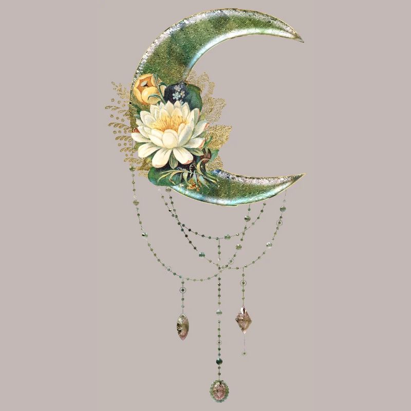 Lune élégante et noble avec des fleurs