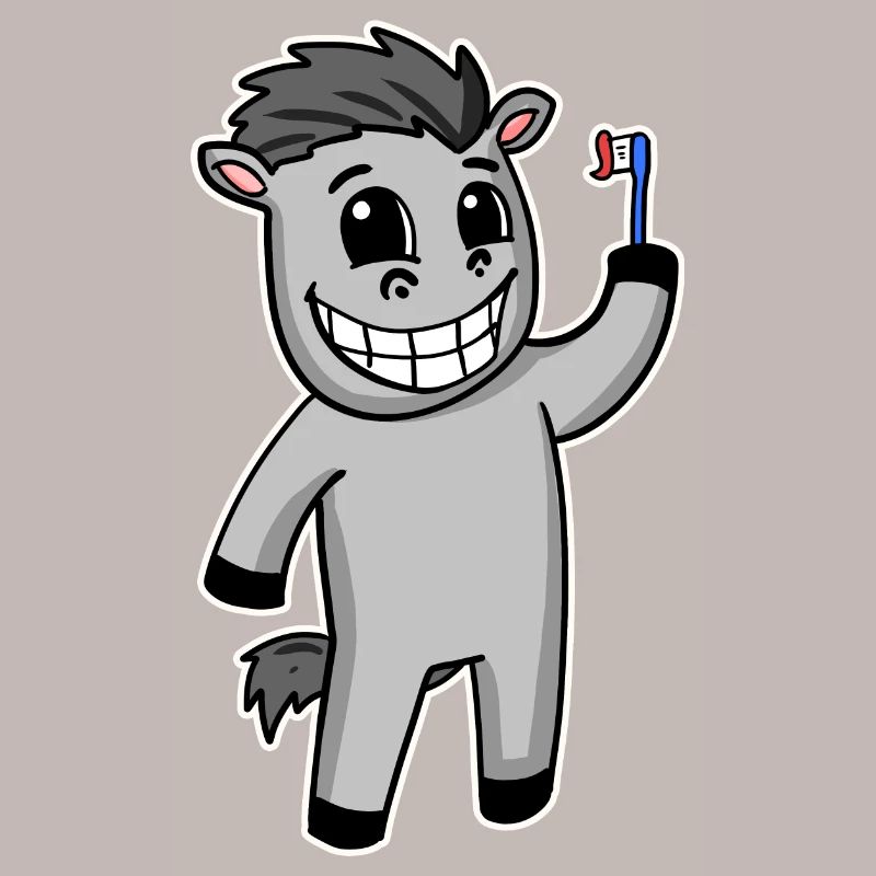 Cheval avec brosse à dents