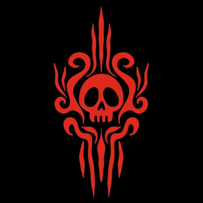 Roter Totenkopf und Tattoo
