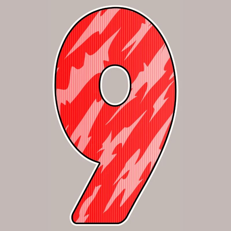 Number 9 - Nine - 9 Motif Red Pattern
