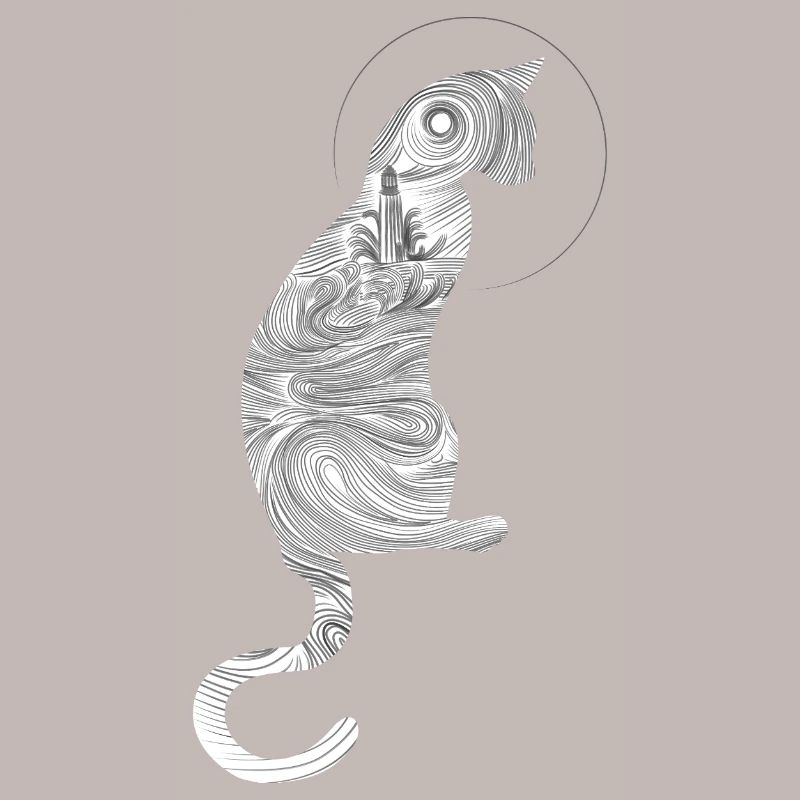 Abstract cat with spiral pattern