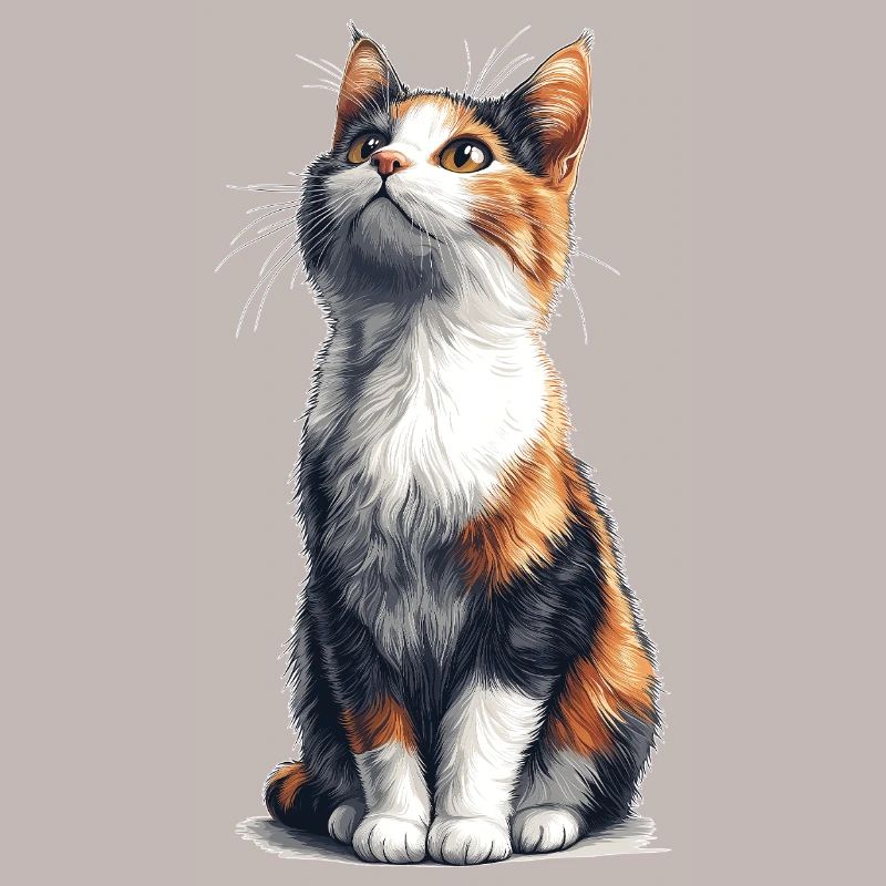 Chat comique assis coloré