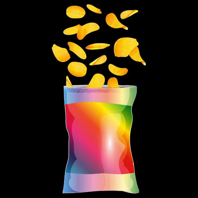 Sac de chips ouvert coloré avec des croustilles