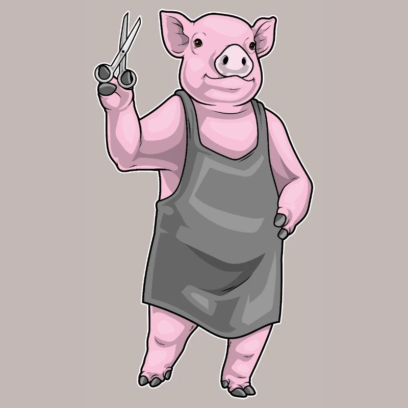 Ciseaux de coiffeur en forme de cochon