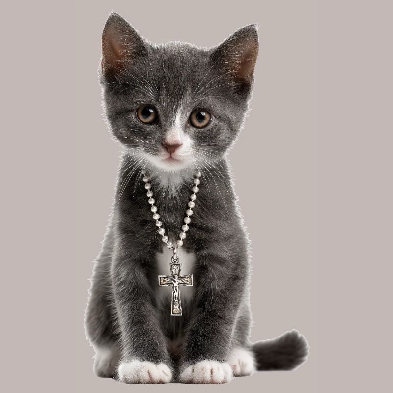 Collier croix de chat chrétien