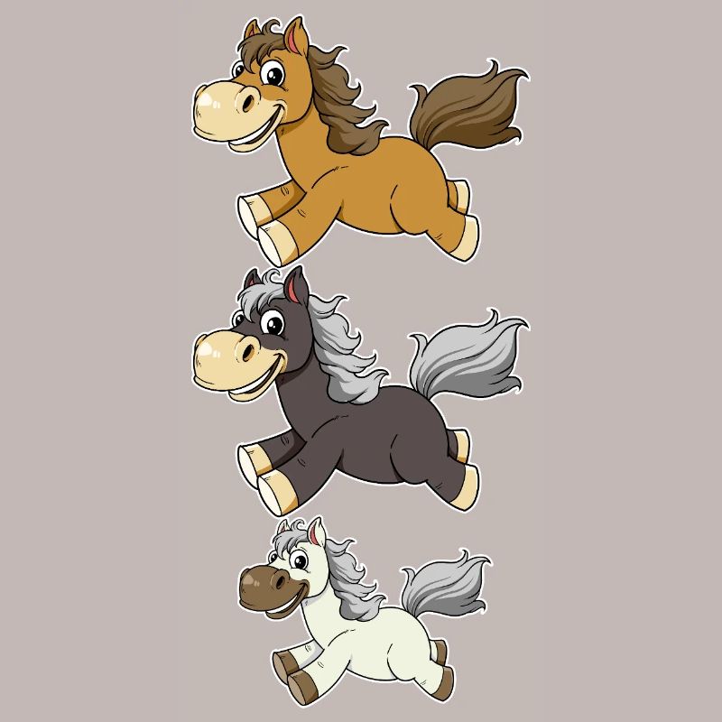 Three Galloping Horses Comic Design