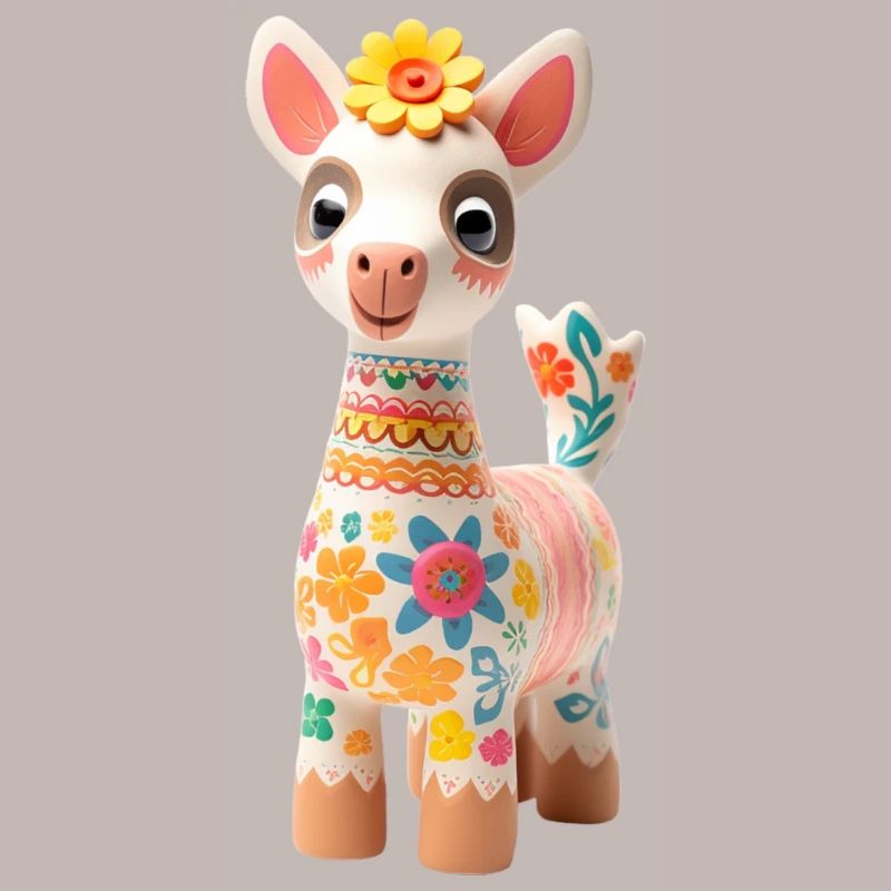 Süßes Lama mit Blümchen Deko