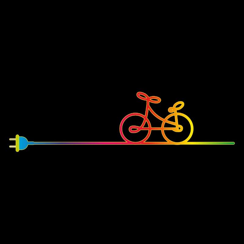 colorful electric cable with plug and bicycle
