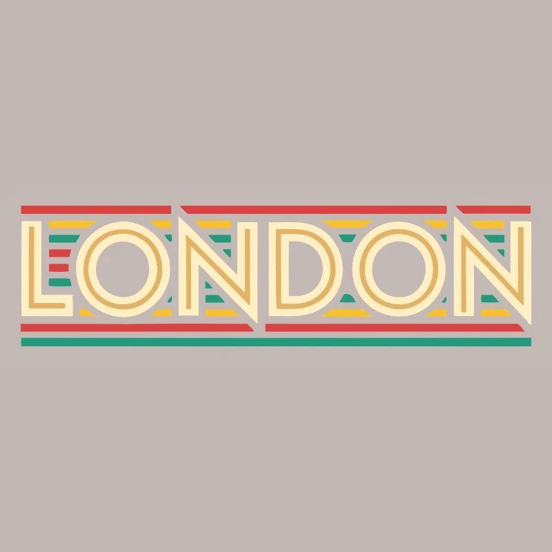 LONDON Retro Neon on Colored Stripes