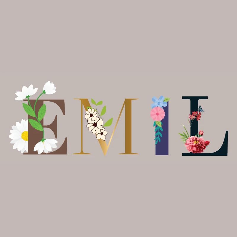 EMIL name decorated with flowers